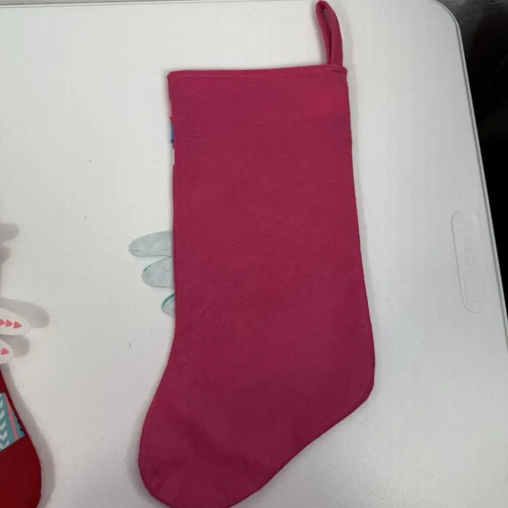 Target Christmas Stockings Felt Set of 3 Snowman Bird‎ Fairy Angel Pink Red Blue